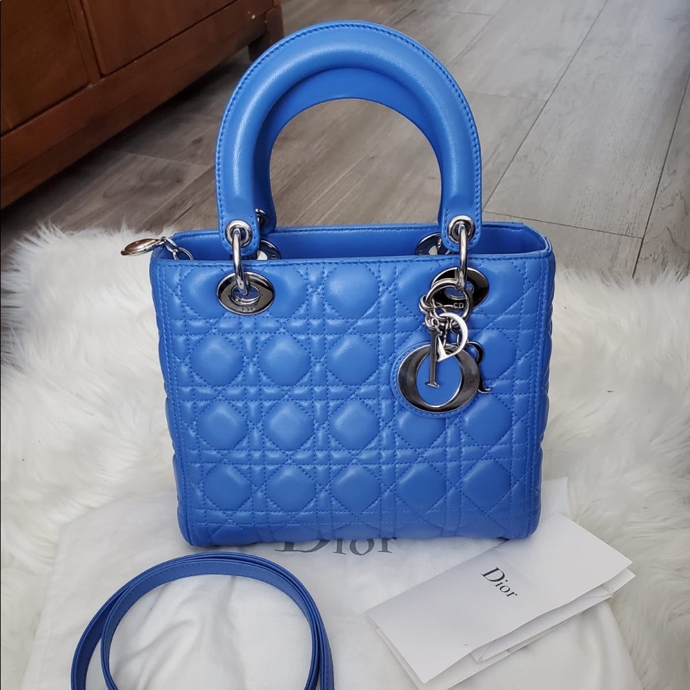SOLD ON IG Lady Dior Medium in Royal Blue SHW